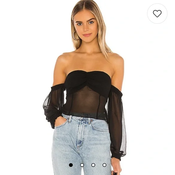 NWT Nickie Off Shoulder Top in Black XXS - Picture 4 of 4